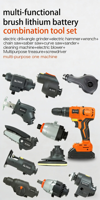 Excellent Perform Power Tools Combo Kit Cordless Lithium Power Tool Set Multifunction Li-Ion Battery Power Tool Set