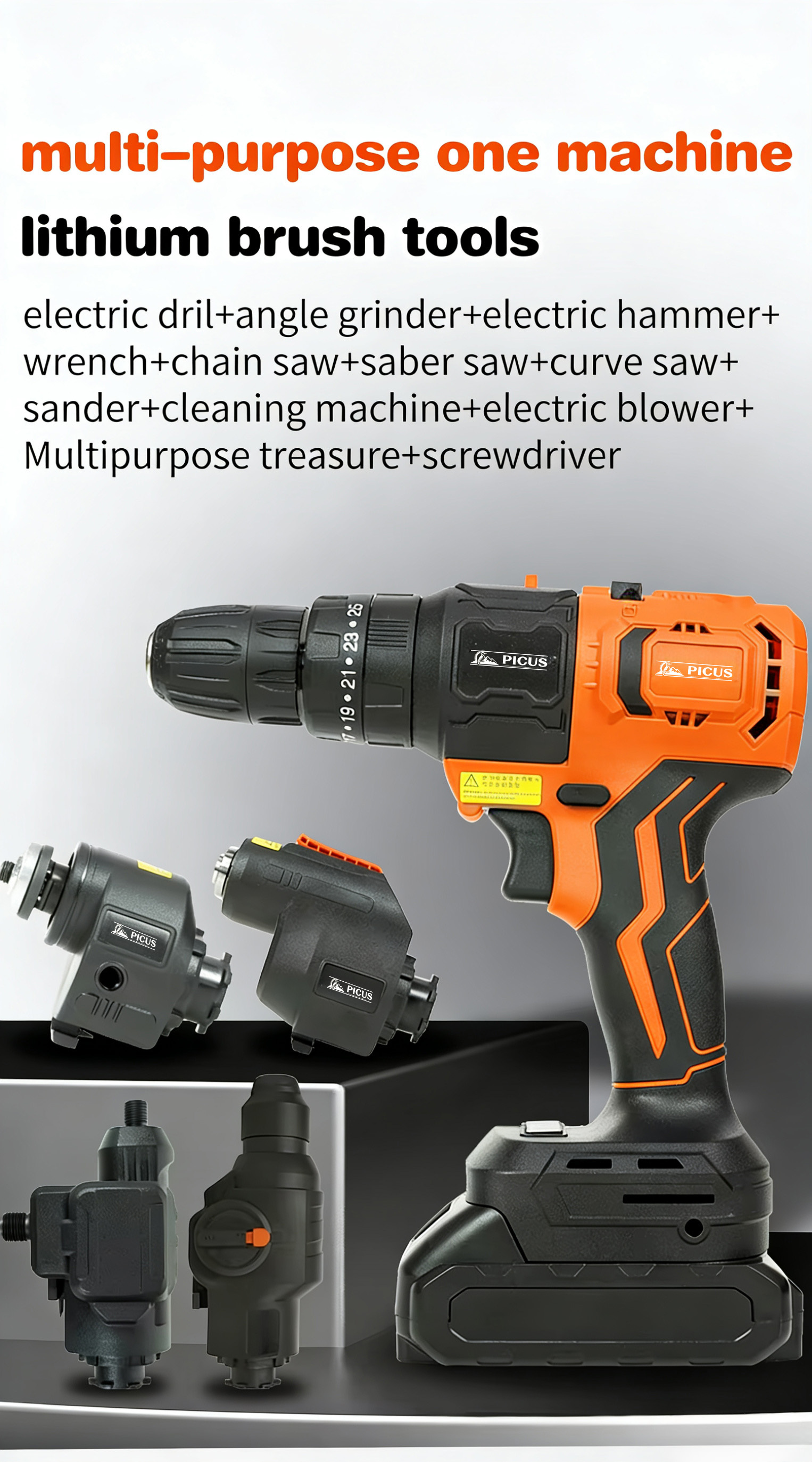 Excellent Perform Power Tools Combo Kit Cordless Lithium Power Tool Set Multifunction Li-Ion Battery Power Tool Set
