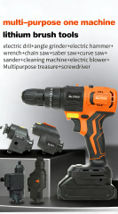 Excellent Perform Power Tools Combo Kit Cordless Lithium Power Tool Set Multifunction Li-Ion Battery Power Tool Set