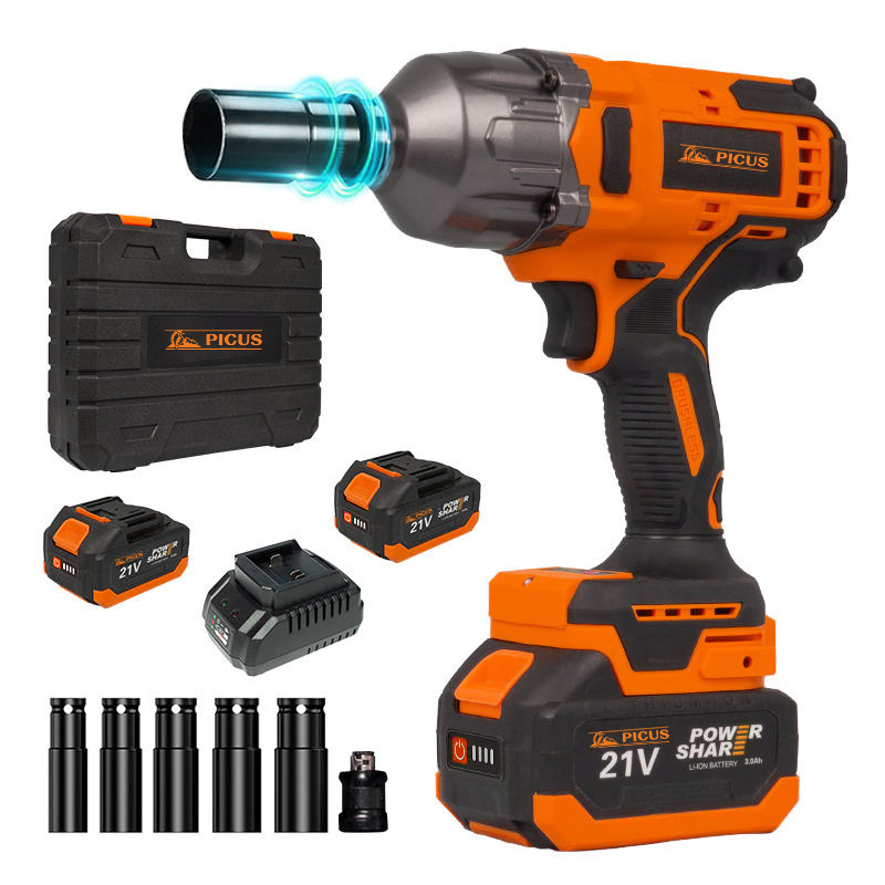 PICSU PKS-040 21V 800NM Torque Brushless Impact Wrench Li-ion Battery Cordless Industrial Professional Power Tool for Car Truck