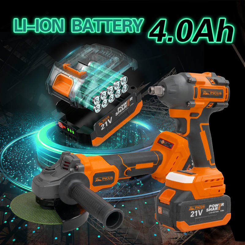 20V Cordless Drill Combo Kit Drill Driver and Angle Grinder 2.0Ah Batteries and Fast Charger 2 in 1 Power Tool Set
