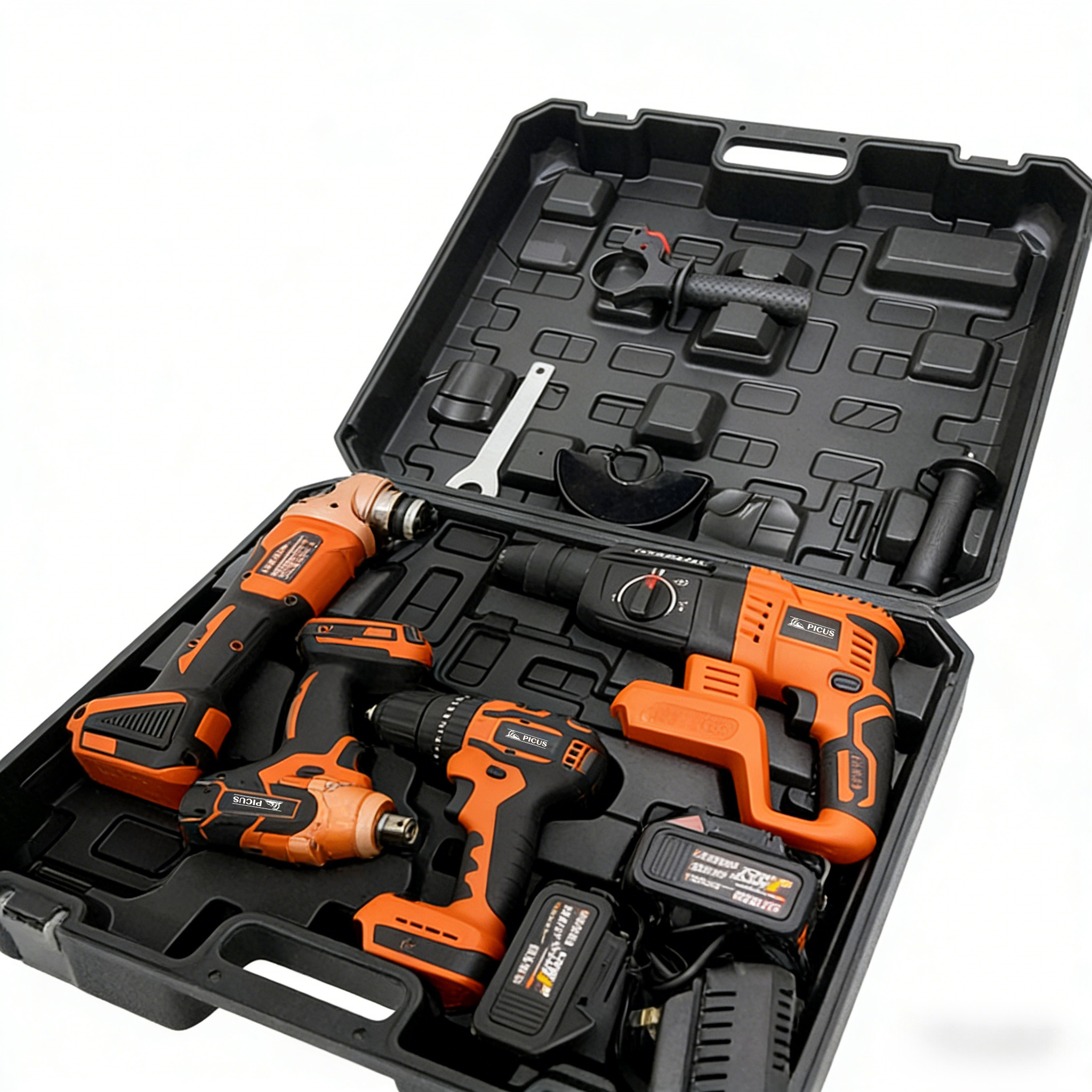 4 in 1 Power Tool Set 21V Brushless Li-ion Battery Cordless Drill Hammer Wrench Electric Tool Set