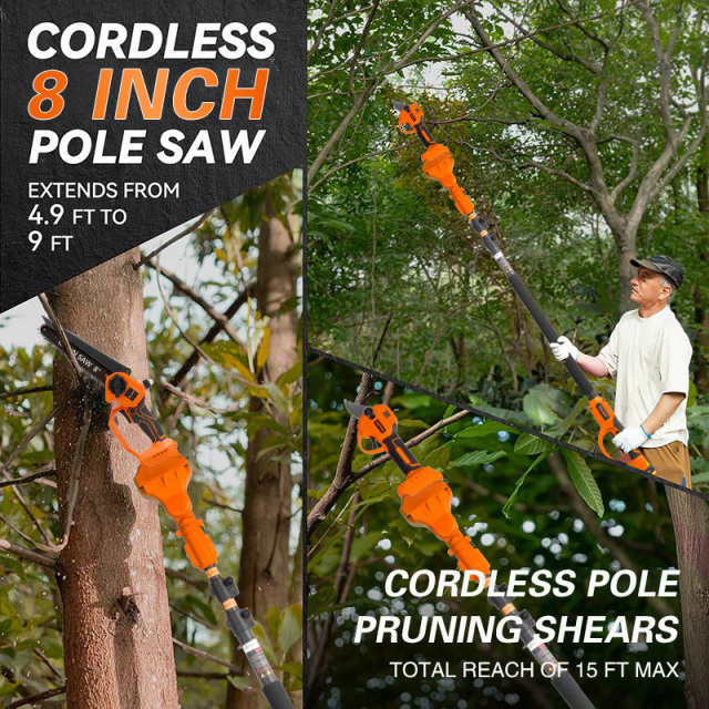 3 in 1 Power Tool Set Electric Chainsaw Pruning Shears With Telescopic Extension Rod for Garden Tree Branch Cutting