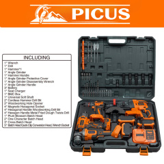 Professional Industrial Electric Plastic Box Power Kit for Combo Tool Set 4-in-1 Angle Grinder Impact Drill Hammer Wrench