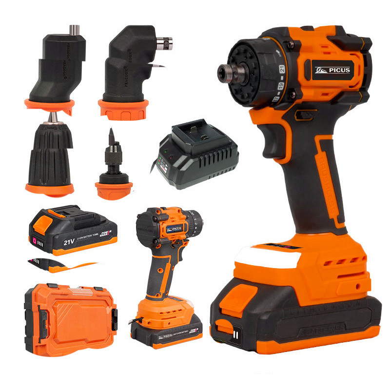 Wholesale TALADO Lithium-Ion Electric Multi-Head Drill 4 in 1 Brushless Cordless Screwdriver Power Tools With Different Chuck