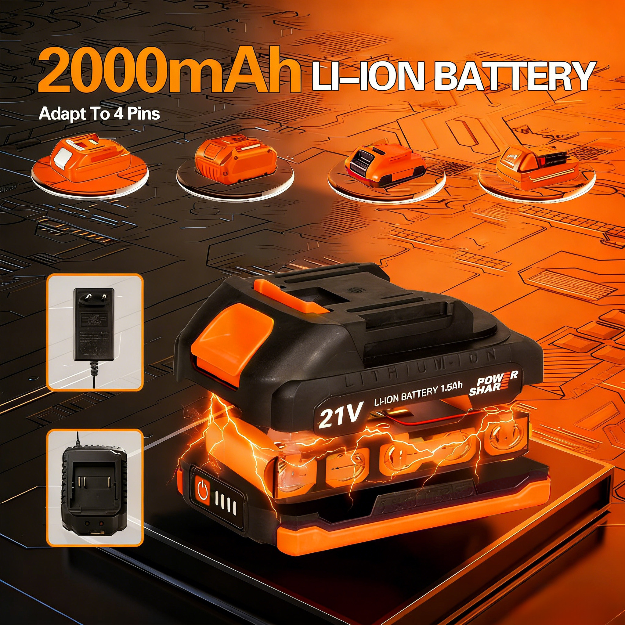 21V Lithium Battery Multifunctional Impact Drill Dual Speed Hand Electric Drill Electric Combination Tool Brushless Motor Drill