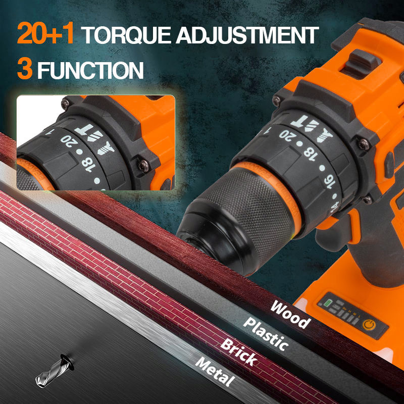 21V Lithium Battery Multifunctional Impact Drill Dual Speed Hand Electric Drill Electric Combination Tool Brushless Motor Drill