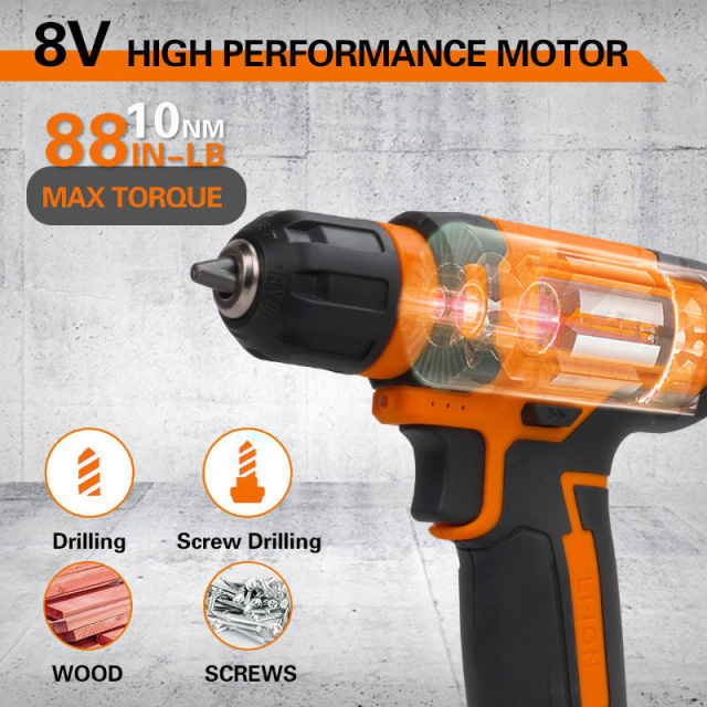 Customizable 8V Wireless Electric Impact Drill Machine 10mm Cordless Power Lithium Battery Tool Box Variable Speed OEM Drill Set