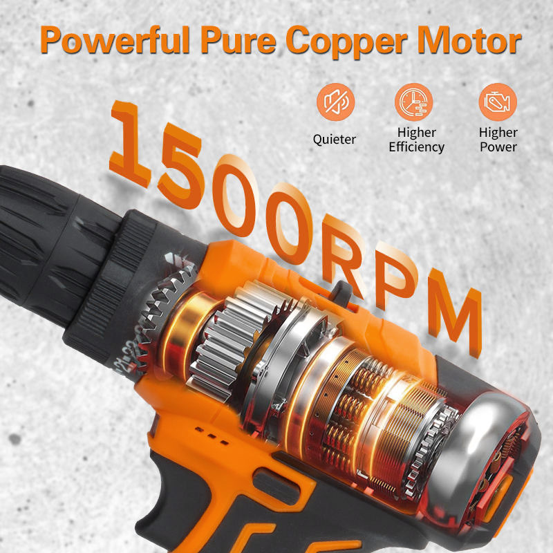 Super Power 12V Portable Power Drill Kit Li-ion Battery Electric Cordless Hand Drill with Accessories Plastic Box