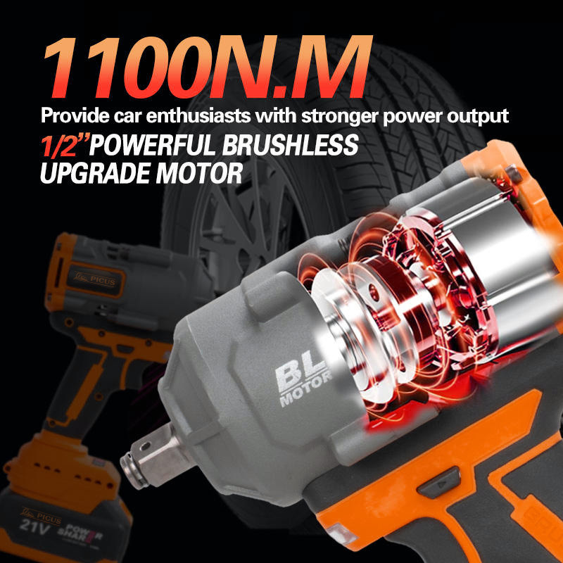 Electric Cordless 1100N.M High Torque for DW/MK 20V Battery Brushless Motor Electric Impact Wrench Cordless for Car Tyre Removal