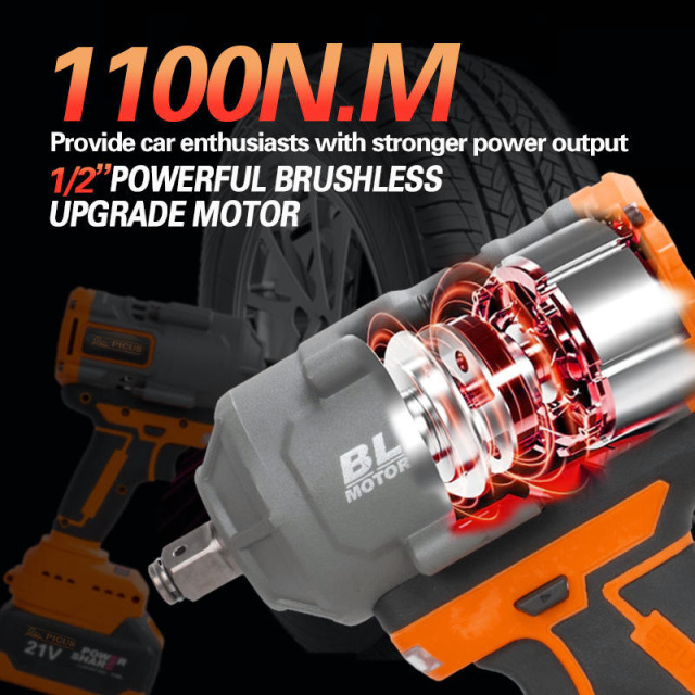 Electric Cordless 1100N.M High Torque for DW/MK 20V Battery Brushless Motor Electric Impact Wrench Cordless for Car Tyre Removal