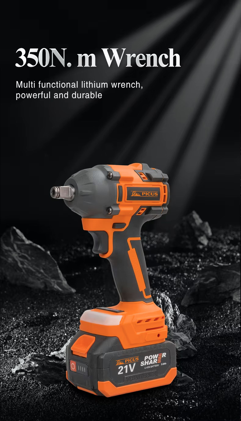 20V 1/2 Inch 350 N Factory Direct Sales Industrial Grade Impact Wrench LED Work Light Wear-resistant for Car Repair Home Use DIY