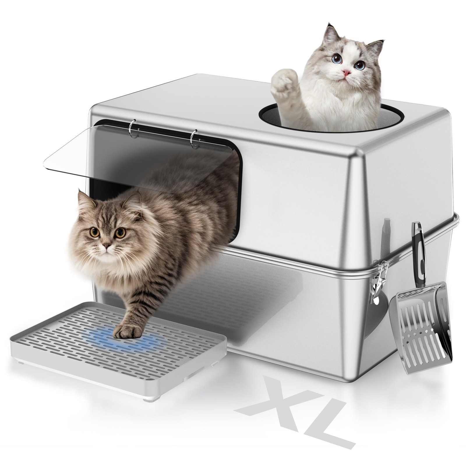 Sealed Stainless Steel Cat Litter Box with Lid