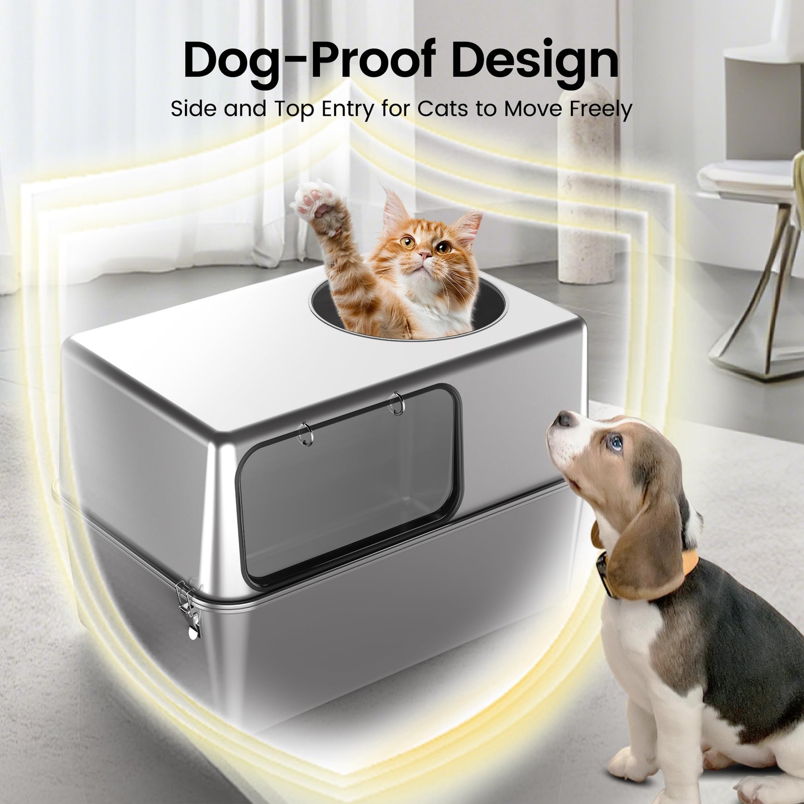 Sealed Stainless Steel Cat Litter Box with Lid