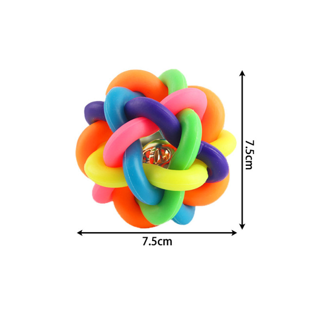 Rubber Colorful Bell Ball Pet Interactive Toy