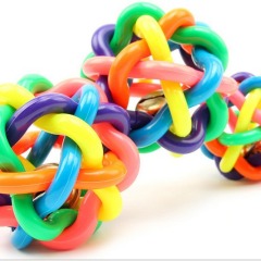 Rubber Colorful Bell Ball Pet Interactive Toy