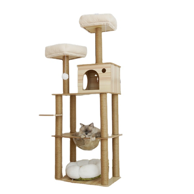 Faux Fur Hemp Rope Big Cat Tree Scratch Post