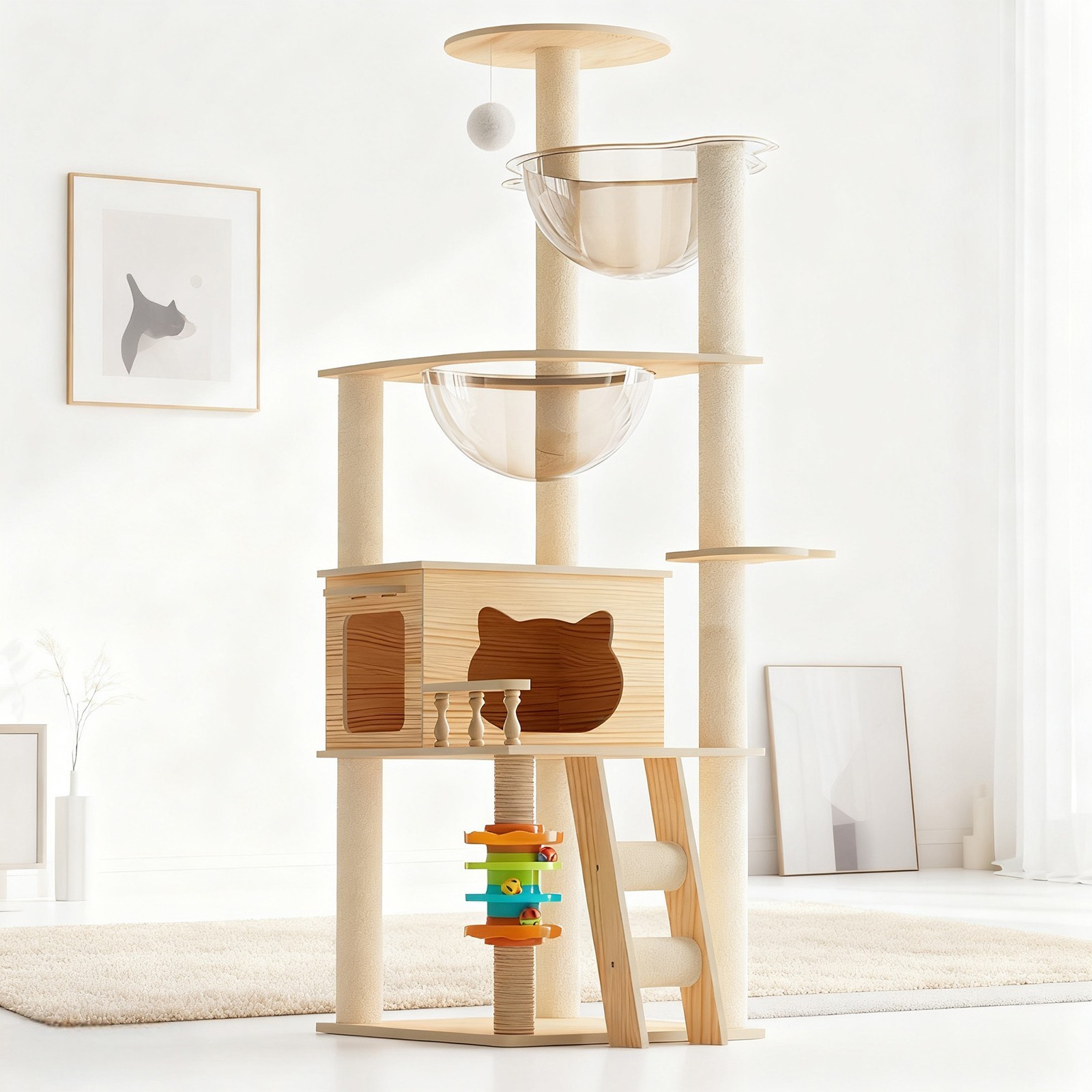 Modern Acrylic Hammock Cat Tree Tower