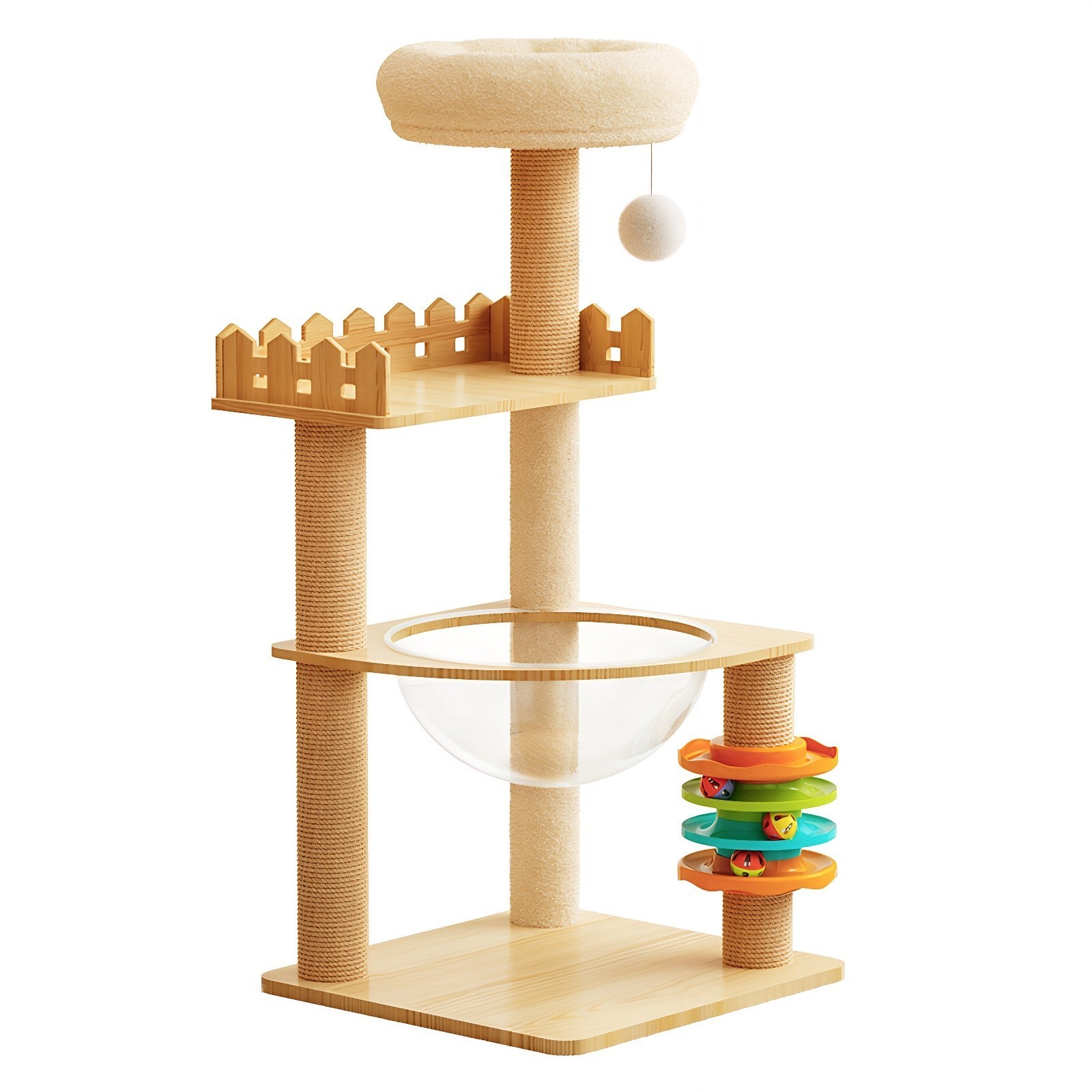 Modern Scratching Post Wooden Cat Tower