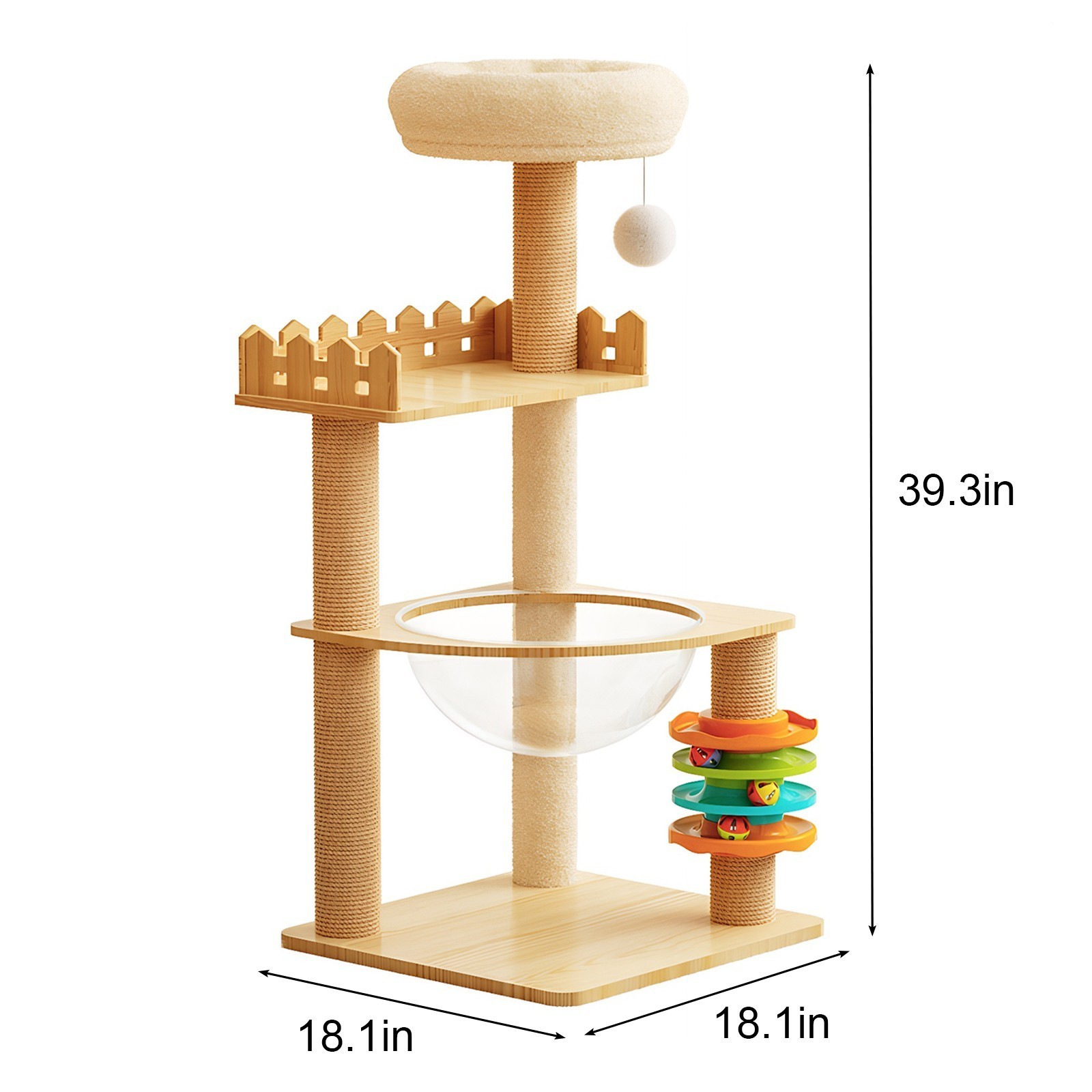 Modern Scratching Post Wooden Cat Tower