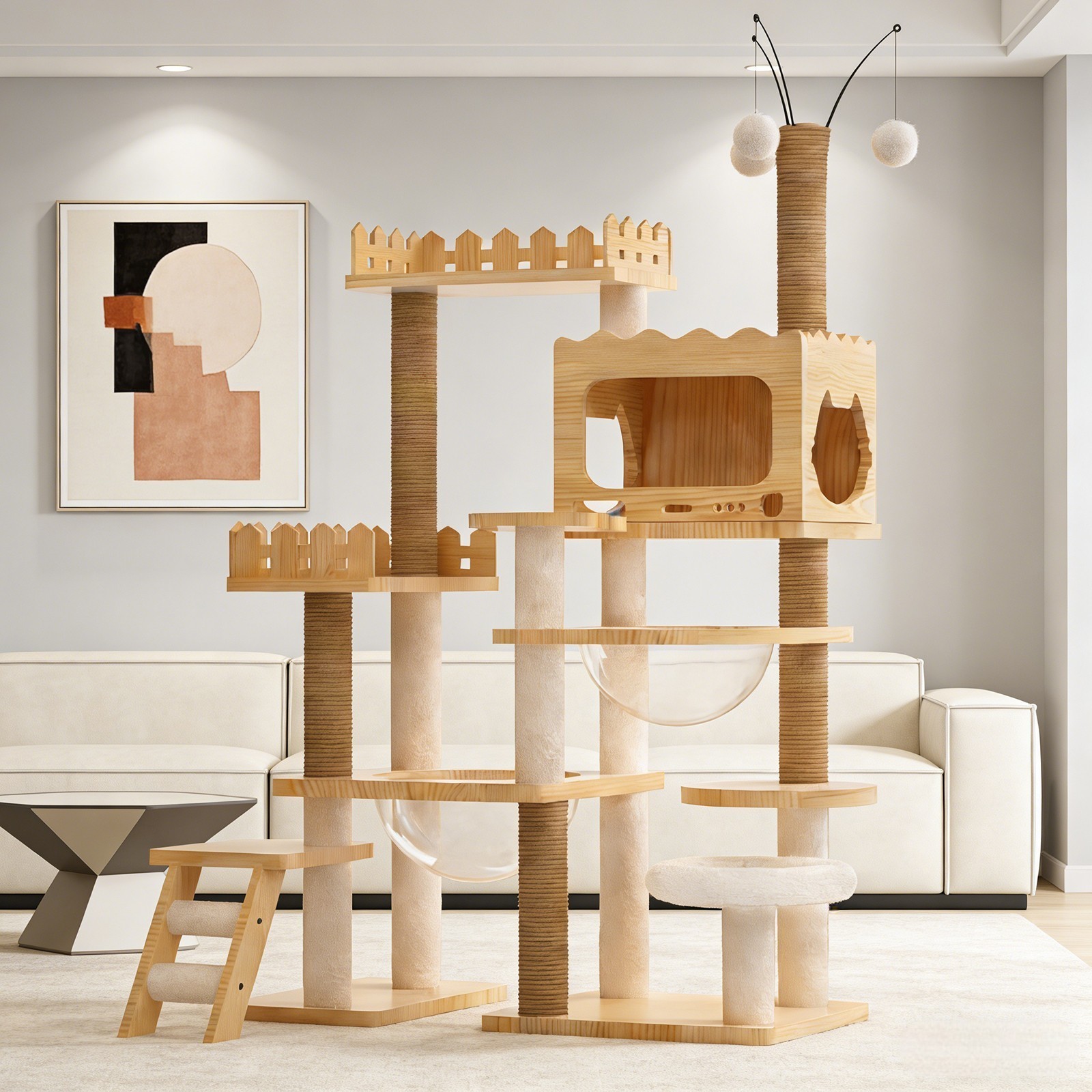Large Scratching Post Cat Tower for Multiple Cats