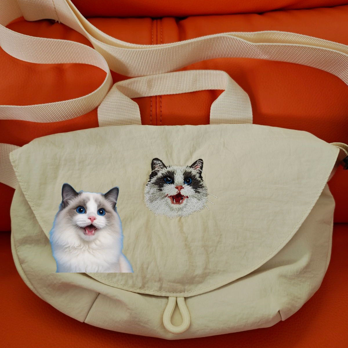 Customized Pet Photo Embroidered Dumpling Canvas Bag