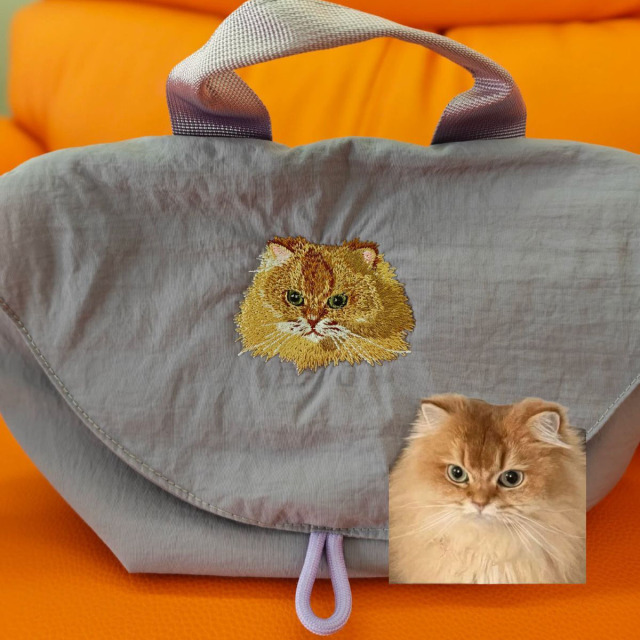 Customized Pet Photo Embroidered Dumpling Canvas Bag