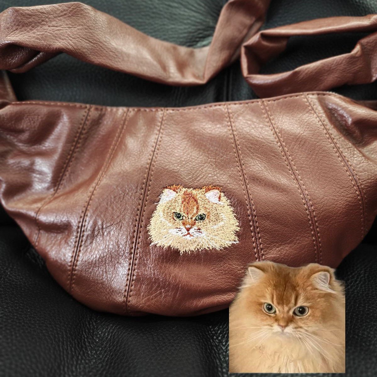 Personalized Pet Photo Embroidered Croissant Bag