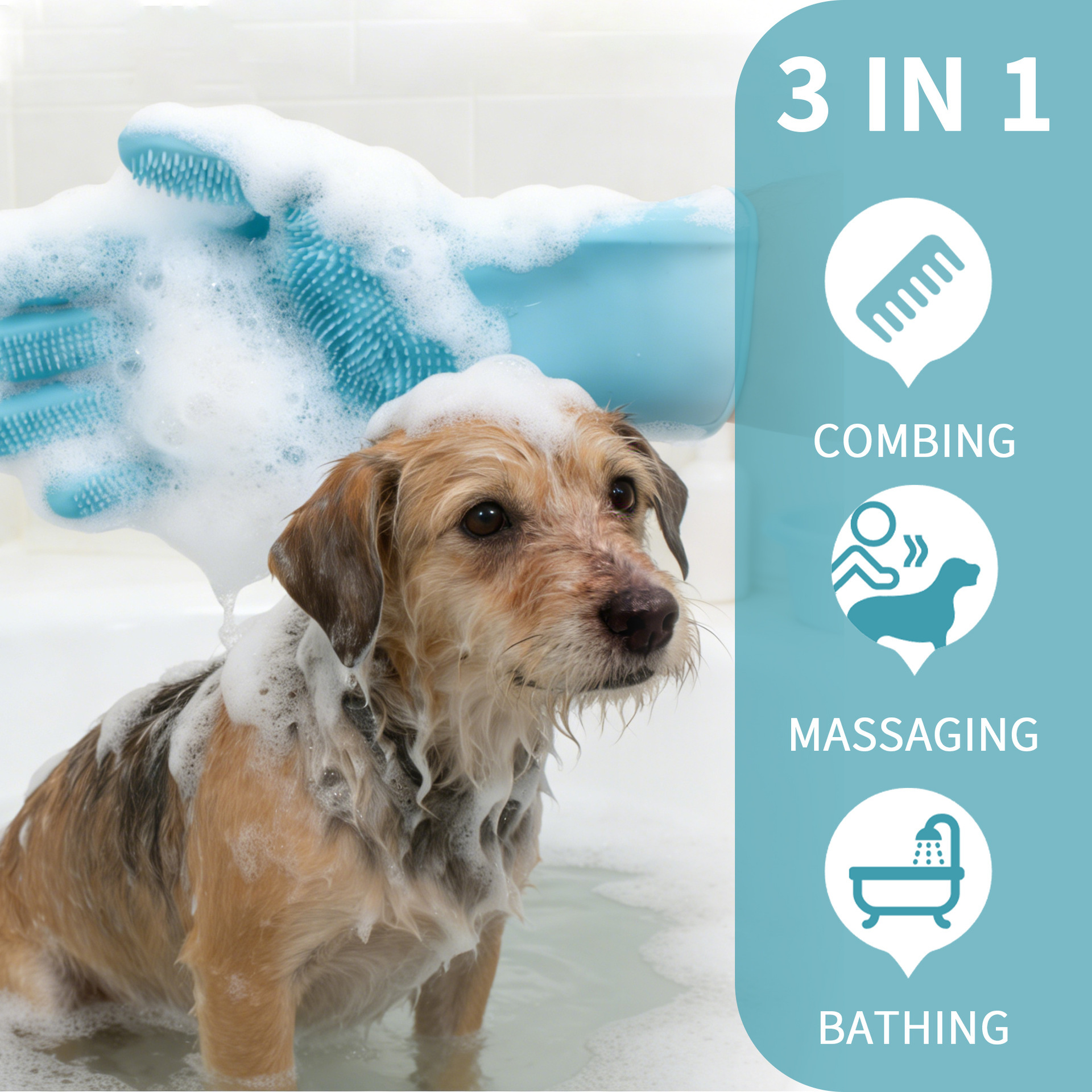 Silicone Pet Grooming Deep Cleaning Massage Bath Glove