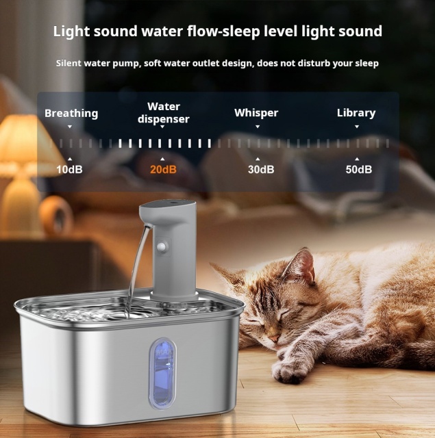 Rectangular Stainless Steel Automatic Wireless Pet Water Dispenser