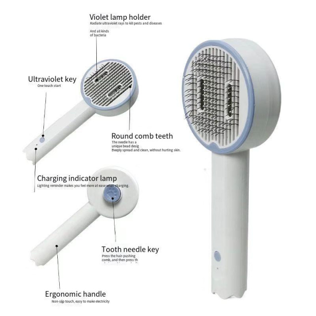 UV Light Pet Sterilizing Grooming Comb Hair Removal Brush