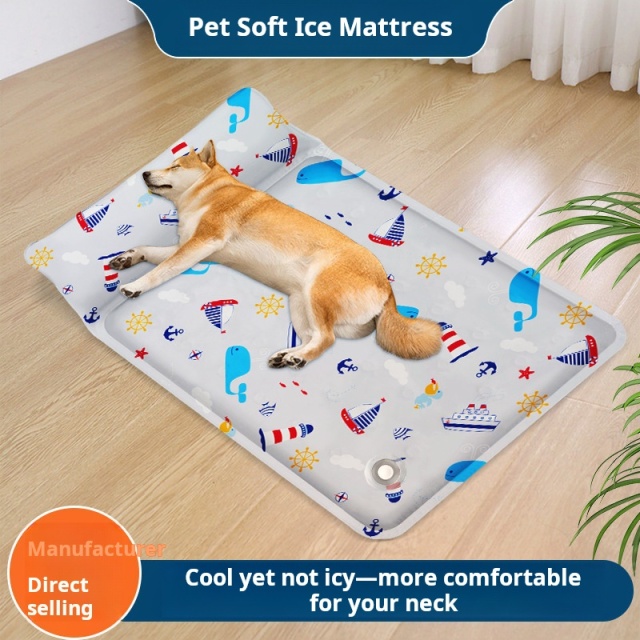 Summer Water Injection Design Dog Cooling Mattress with Pillow