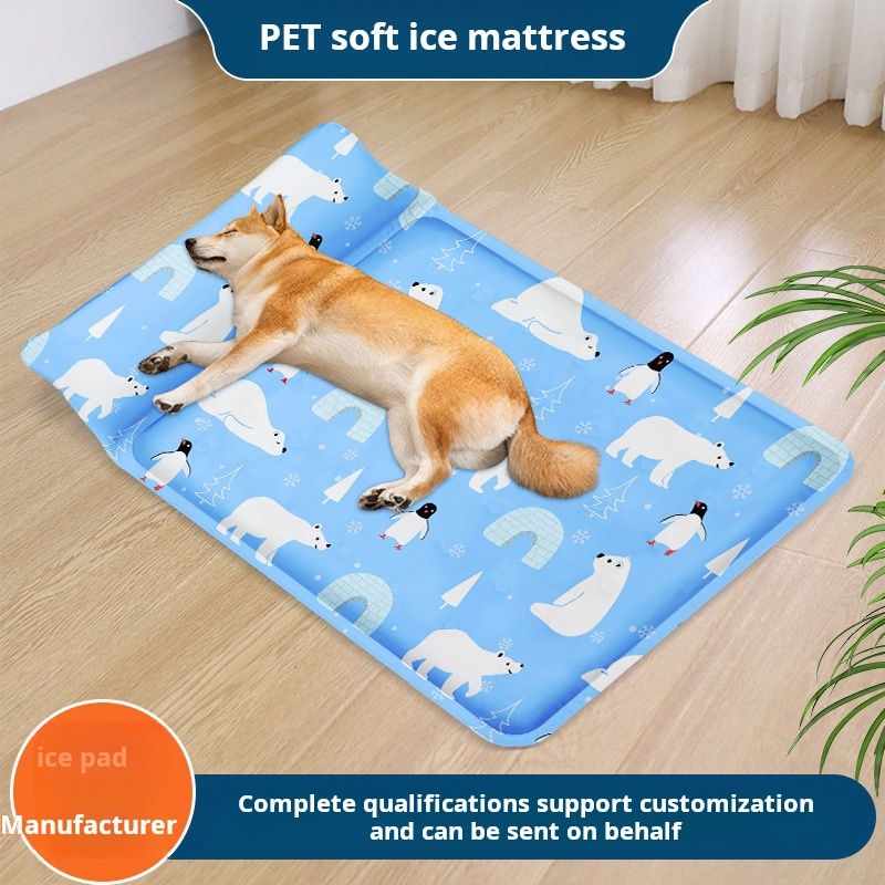 Comfortable Printed Dog Cooling Bed Mat with Pillow