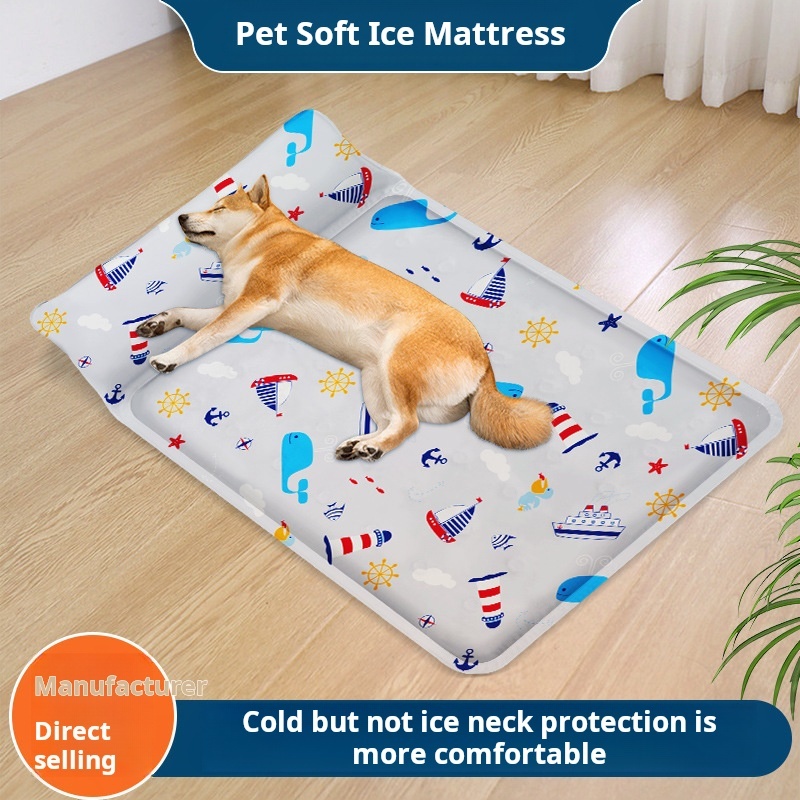 Comfortable Printed Dog Cooling Bed Mat with Pillow