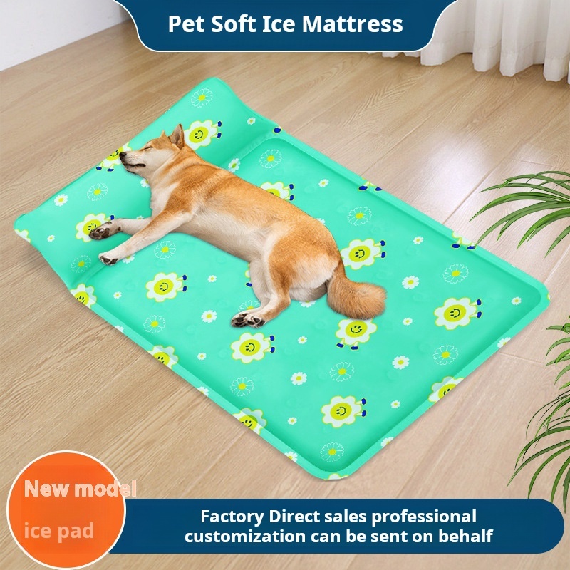 Comfortable Printed Dog Cooling Bed Mat with Pillow