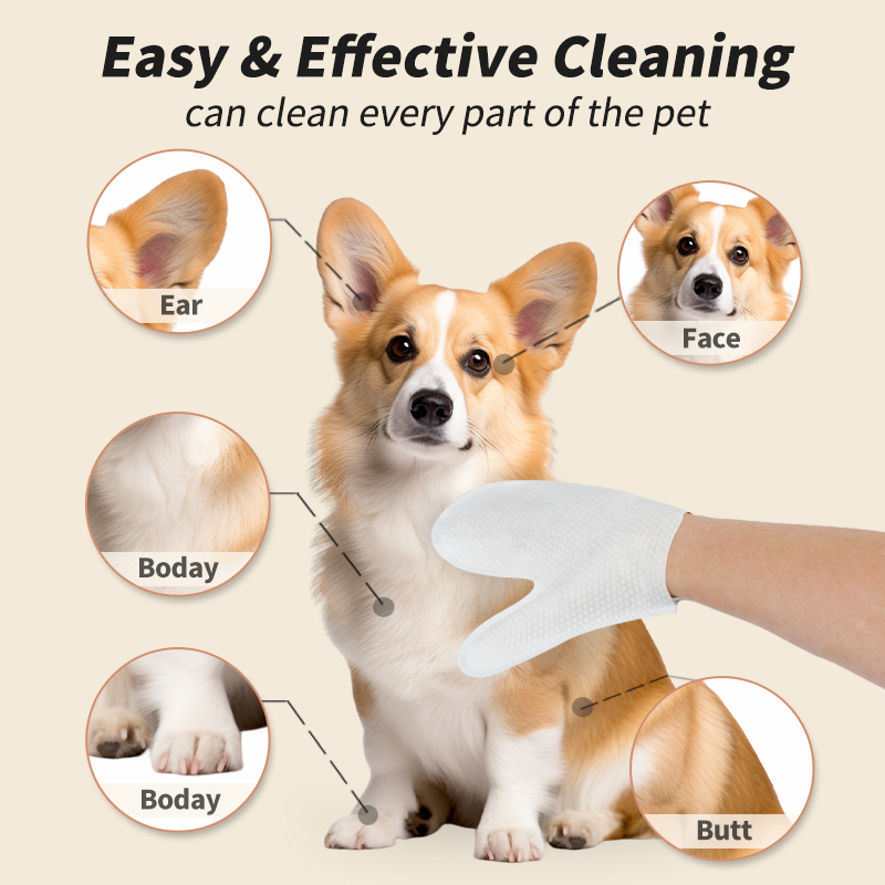6pcs/pack Waterless Cleaning Moisturizing Dog Cat Glove Wipes