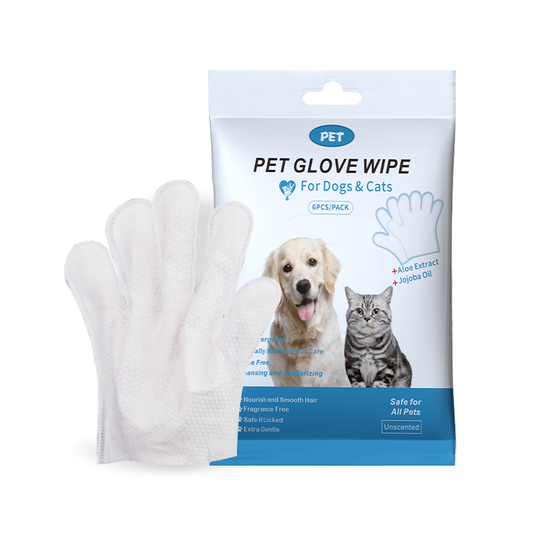 6pcs/pack Disposable Dog Cat Pet Bath Grooming Glove Wipes