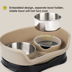 Anti-Spill Feeder Removable Stainless Steel Double Dog Bowl