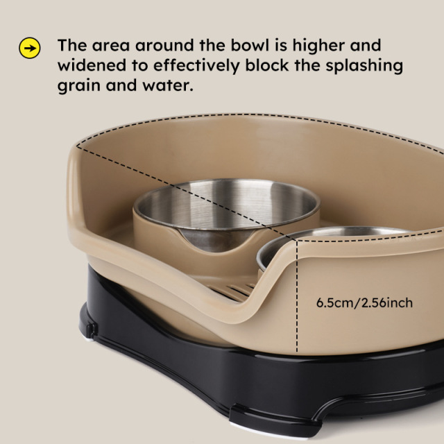 Anti-Spill Feeder Removable Stainless Steel Double Dog Bowl