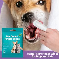 20pcs/pack Disposable No-Rinse Pet Dental Finger Wipes for Cleaning