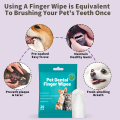 20pcs/pack Disposable No-Rinse Pet Dental Finger Wipes for Cleaning