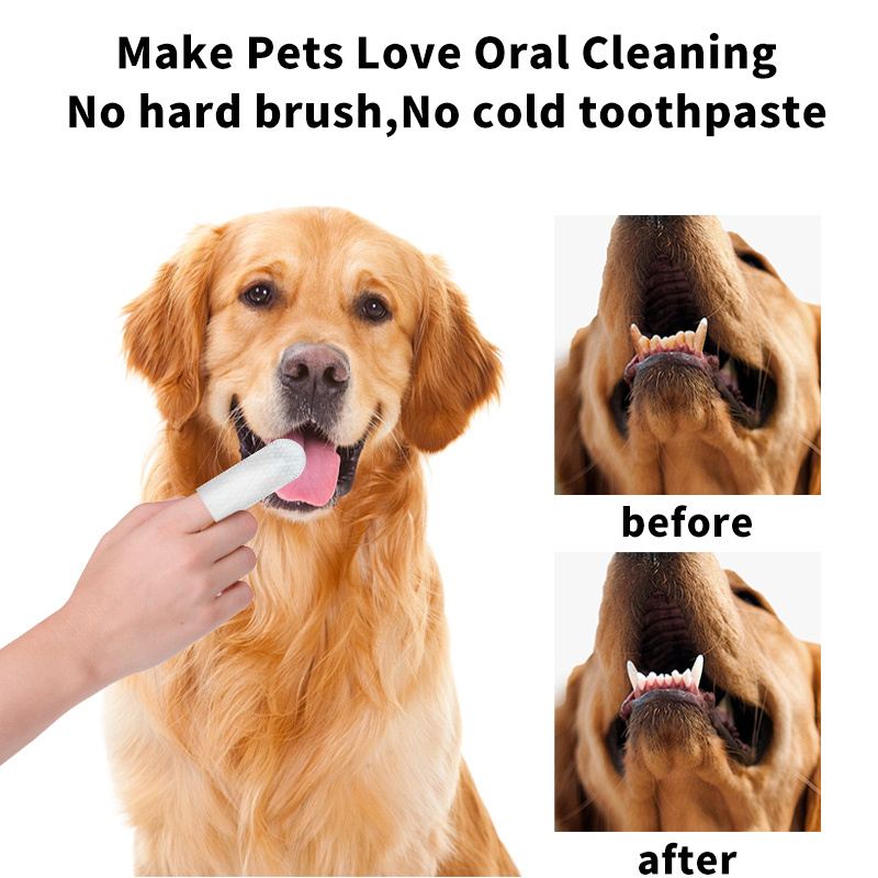 20pcs/pack Disposable No-Rinse Pet Dental Finger Wipes for Cleaning