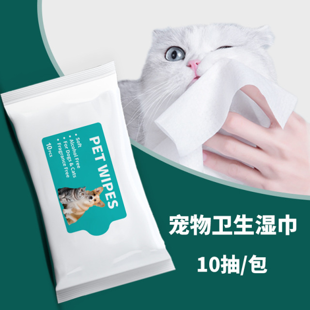 10pcs/pack Travel Size Gentle Hypoallergenic Disposable Pet Wet Wipes