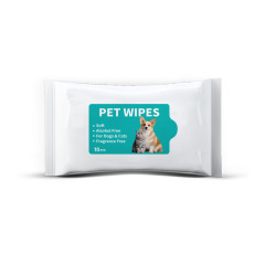 10pcs/pack Travel Size Gentle Hypoallergenic Disposable Pet Wet Wipes