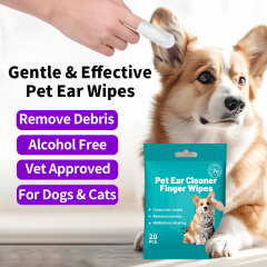 20pcs/pack Disposable Pet Ear Finger Wipes Gentle Daily Ear Care