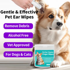 50pcs/pack Daily Use Disposable Cat Dog Ear Cleaner Finger Wipes