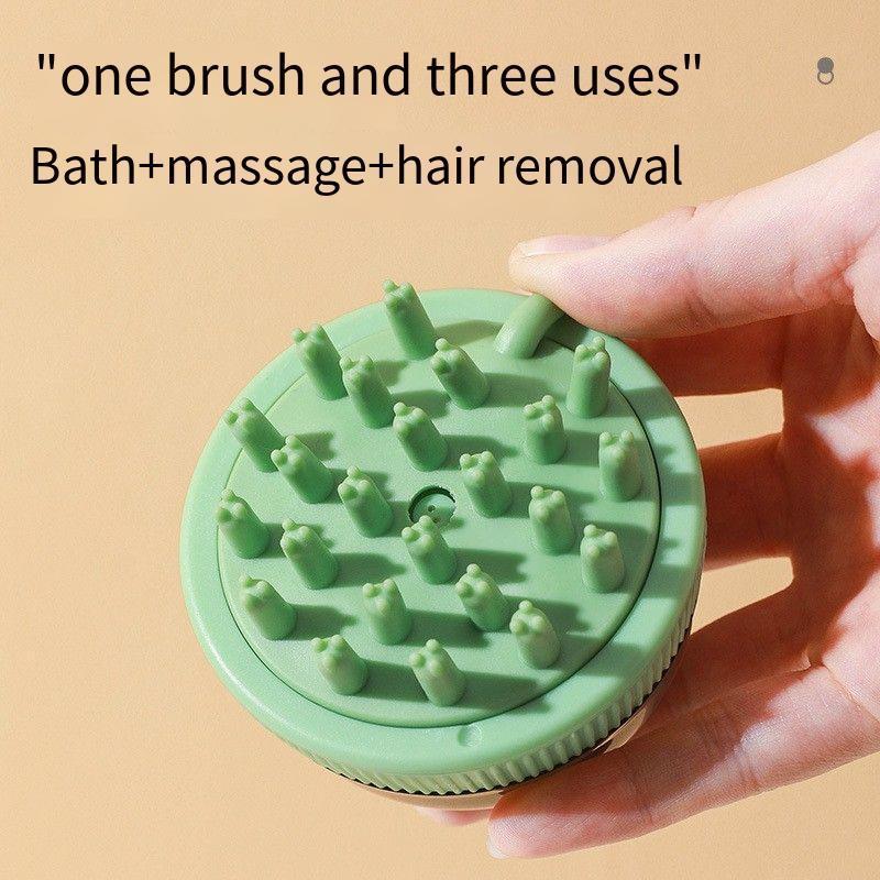 Pet Shower Brush Built-in Shampoo Container Massage Grooming Tool