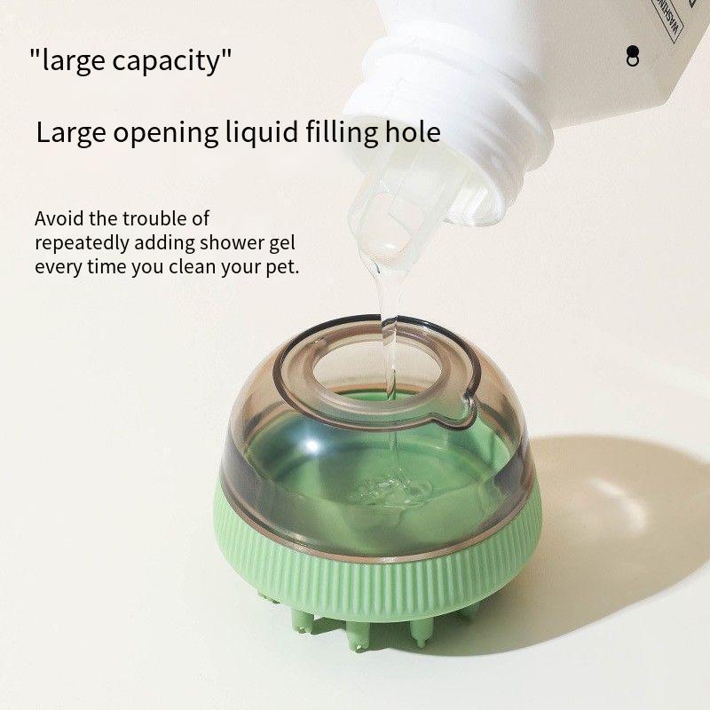 Pet Shower Brush Built-in Shampoo Container Massage Grooming Tool