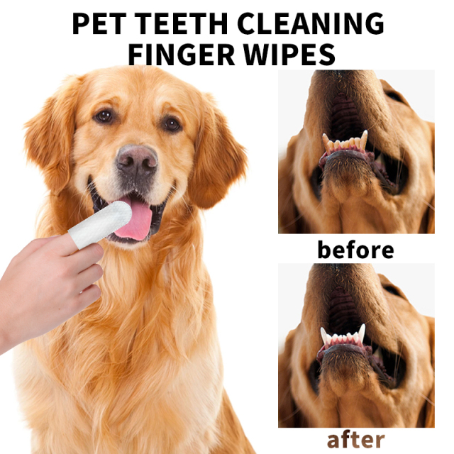 50pcs/pack Disposable Pet Teeth Cleaning Finger Wipes for Cats Dogs