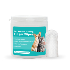 50pcs/pack Disposable Pet Teeth Cleaning Finger Wipes for Cats Dogs